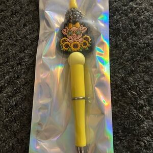 handcrafted Yellow Floral Charm Ballpoint Pen